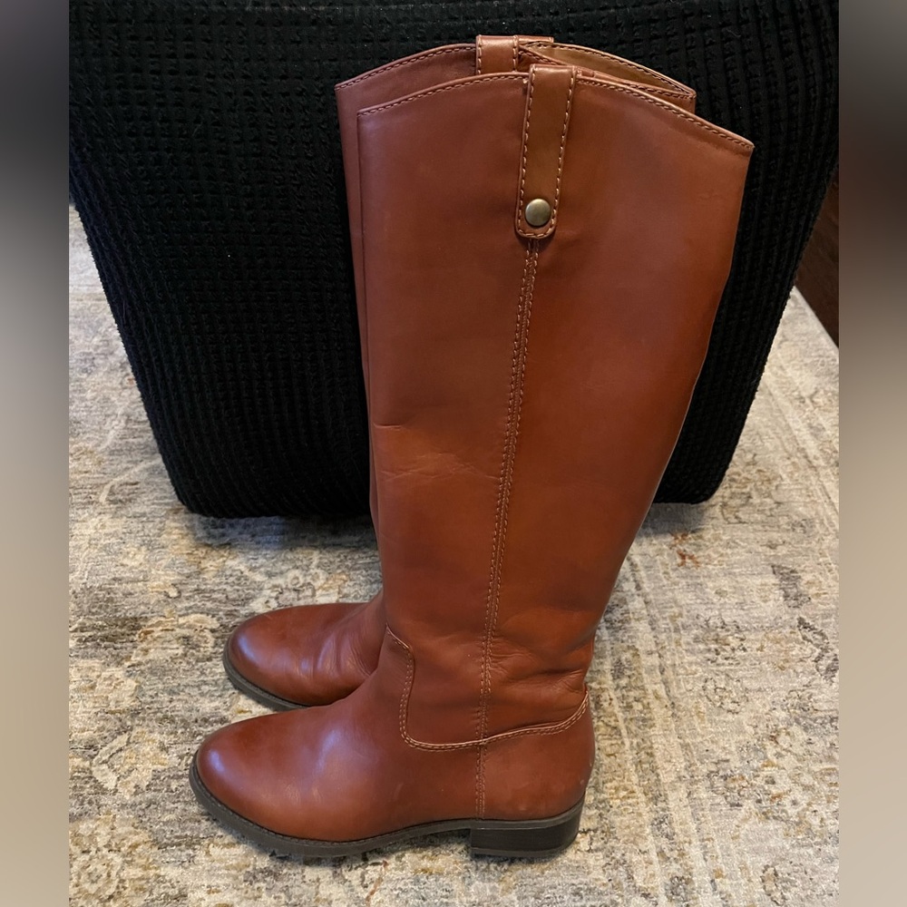 INC Fawne Brown Leather Riding Boots